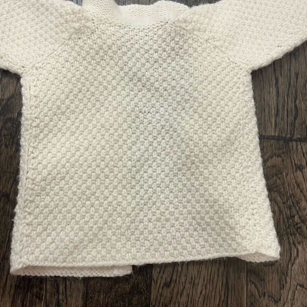 Cream Knit Button-Front Kids Cardigan